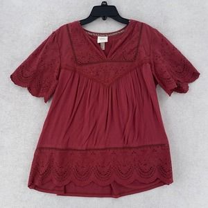 Knox Rose Eyelett Top Womens Small Blouse‎ Country Chic Cottegecore Western